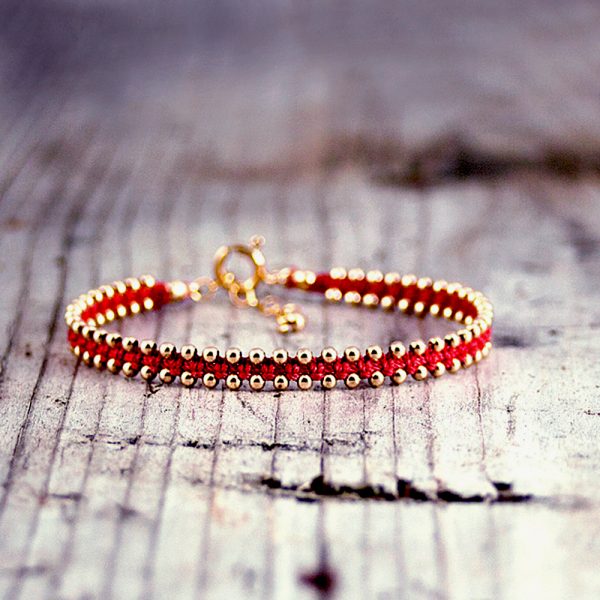 Red String Beaded Bracelet